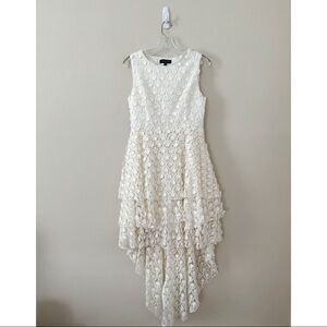 VINTAGE Style Wedding Dress Sleeveless Asymmetric Mini Embroidered White Small